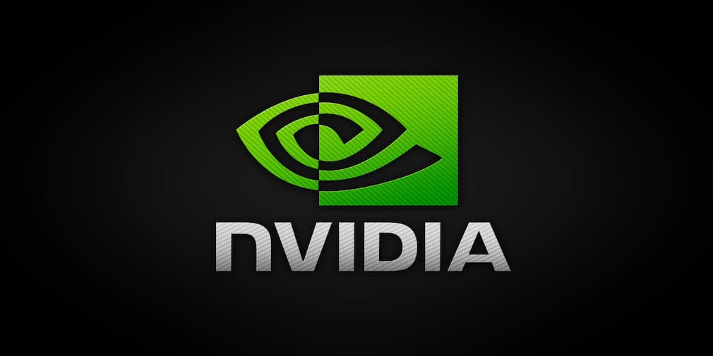A Nvidia logo on a black background