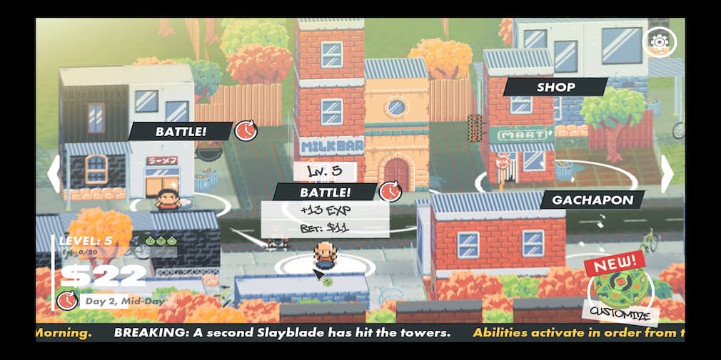 The town in Slayblade with the Battle option selected