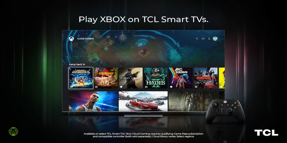 Xbox cloud gaming shown on a TCL TV