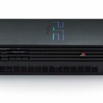 A old model PlayStation 2 sits horizontally