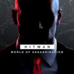 A man stands shrouded in shadow with the words Hitman World of Assassination next to them