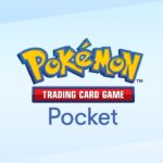 The words Pokemon Trading Card Game Pocket on a light blue background