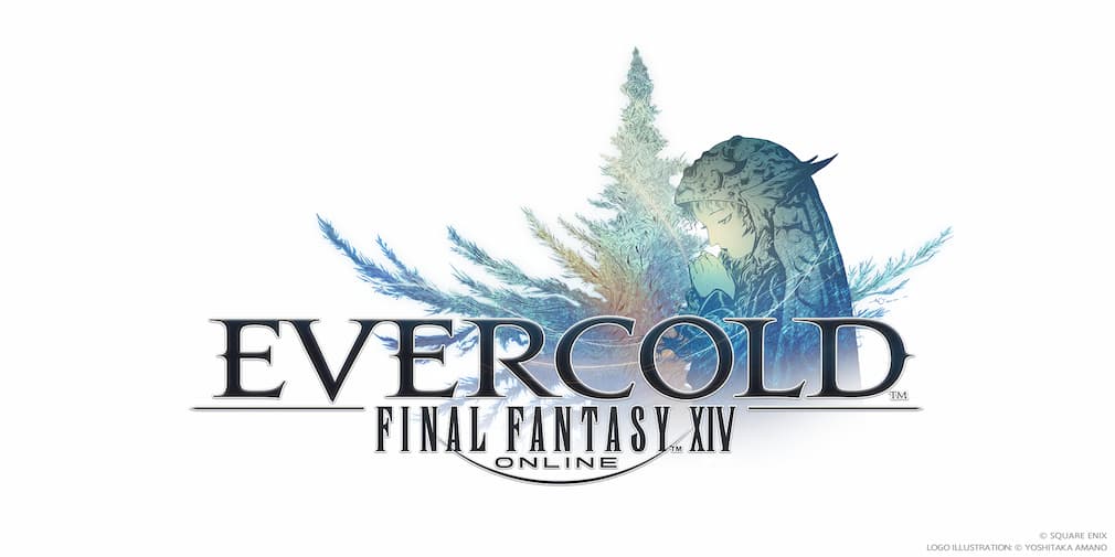 A woman has her head bowed in prayer behind the words Evercold Final Fantasy XIV Online