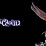 The words Dark Cloud float next to a boy as he rides a flying beast with wings